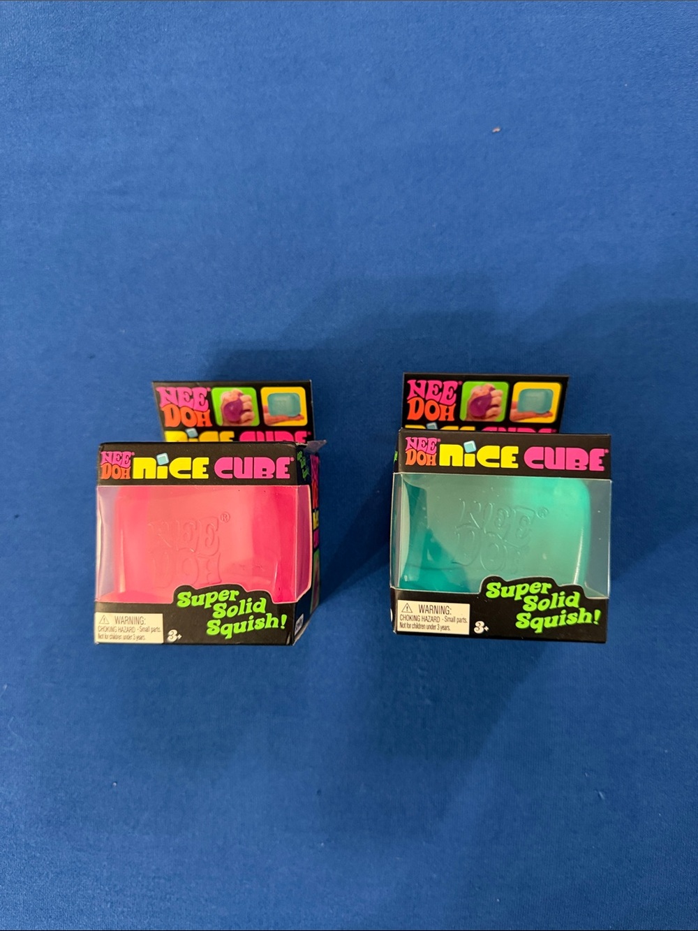 Needoh!! Nice Cube Super Solid Squish Toy - Pink and Teal